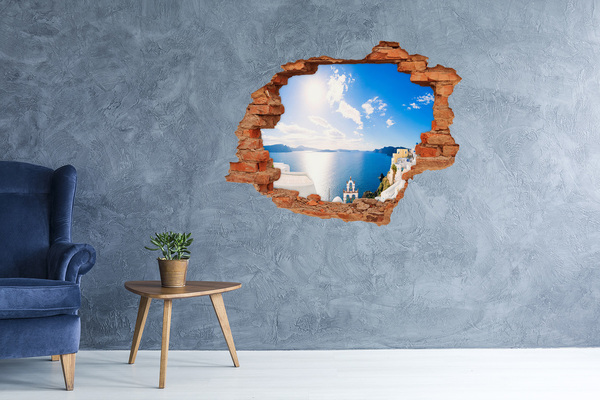 Dziura 3d w ścianie naklejka Santorini Grecja