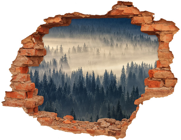 Dziura 3d w ścianie naklejka Mgła nad lasem