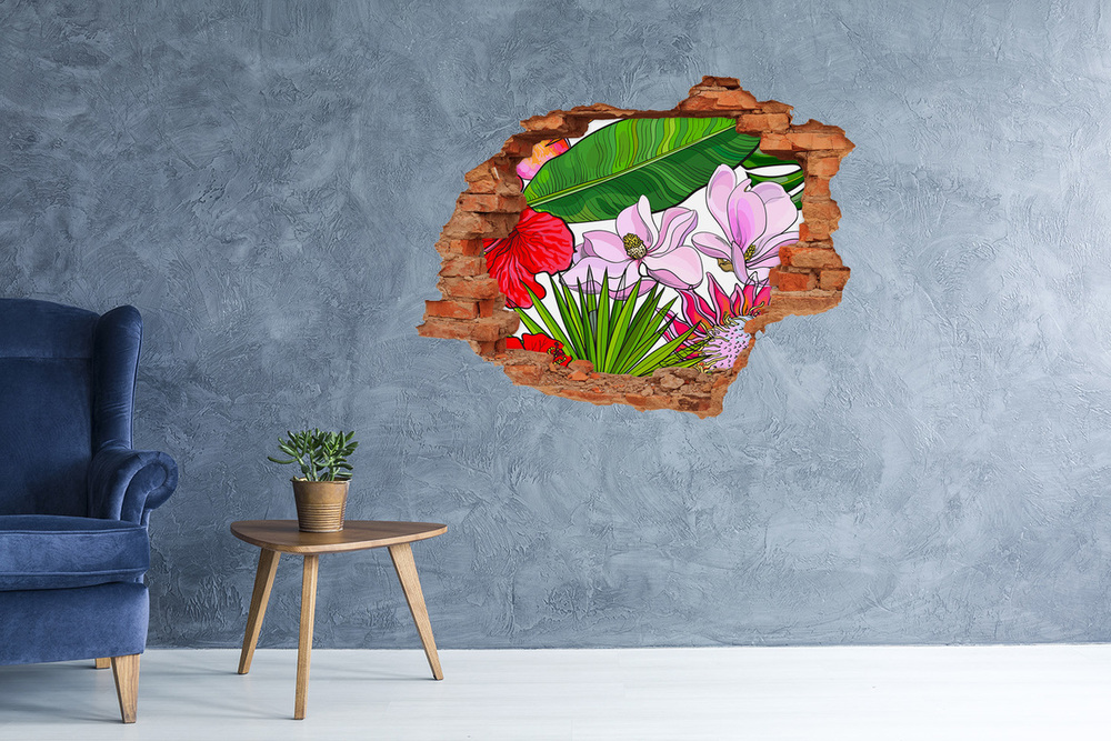 Naklejka 3D dziura samoprzylepna Hawajskie kwiaty