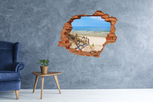 Dziura 3d w ścianie naklejka Wejście na plażę