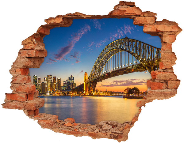 Dziura 3d w ścianie naklejka Panorama Sydney