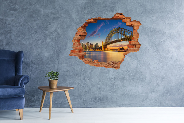 Dziura 3d w ścianie naklejka Panorama Sydney