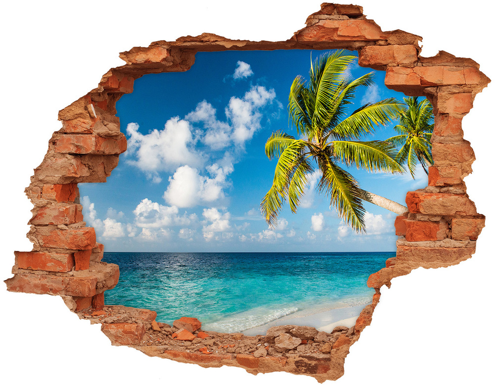 Dziura 3d w ścianie na ścianę Malediwy plaża