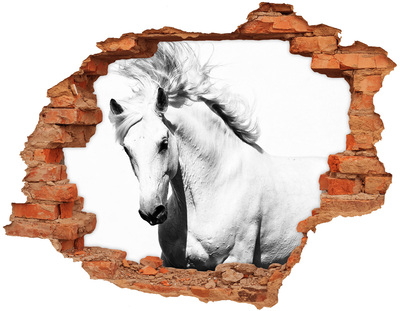 Fototapeta dziura na ścianę Biały koń