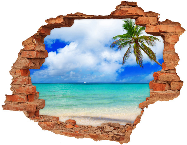 Dziura 3d w ścianie naklejka Karaiby plaża
