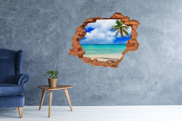 Dziura 3d w ścianie naklejka Karaiby plaża