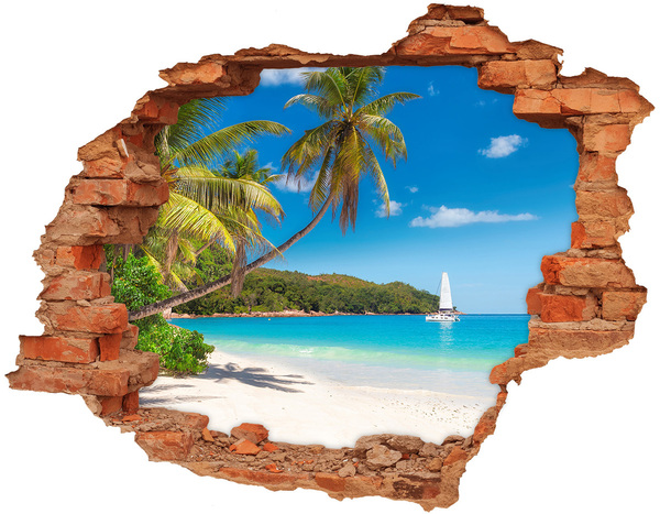 Dziura 3d w ścianie naklejka Tropikalna plaża