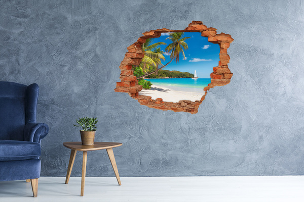 Dziura 3d w ścianie naklejka Tropikalna plaża