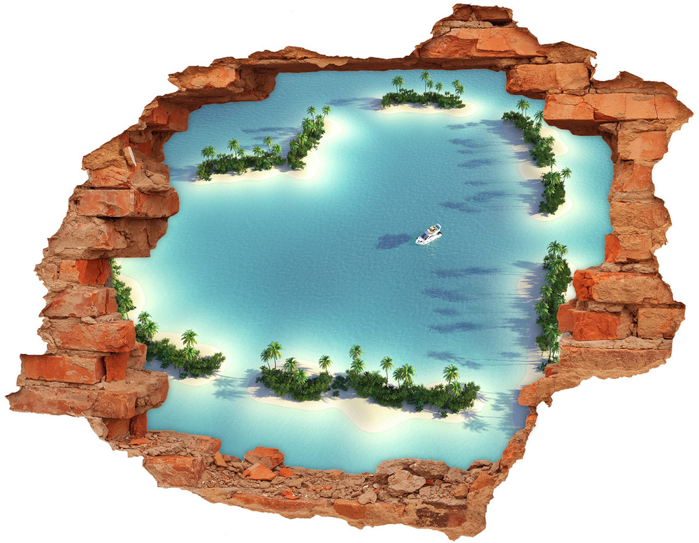 Dziura 3d w ścianie naklejka Wyspy kształt serca
