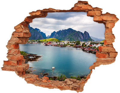 Dziura 3d w ścianie naklejka Lofoty w Norwegii