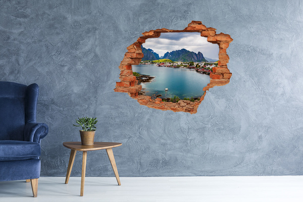 Dziura 3d w ścianie naklejka Lofoty w Norwegii