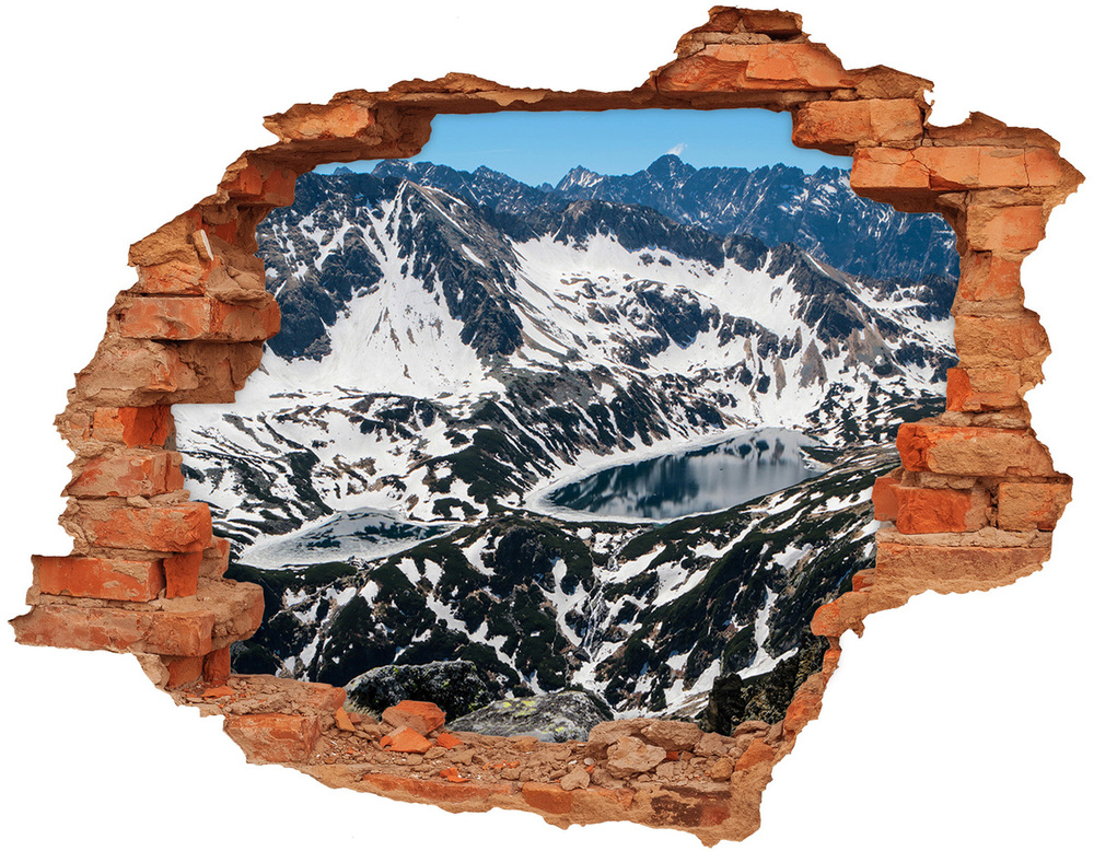Dziura 3d w ścianie naklejka Jezioro w Tatrach