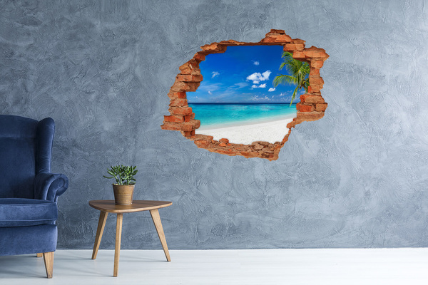 Dziura 3d w ścianie naklejka Tropikalna plaża
