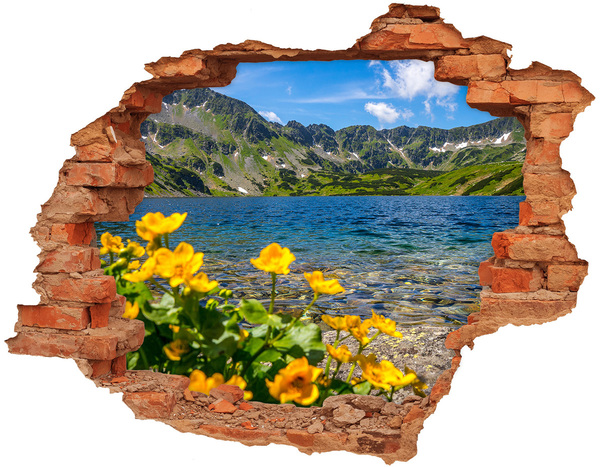 Dziura 3d w ścianie naklejka Jezioro w górach