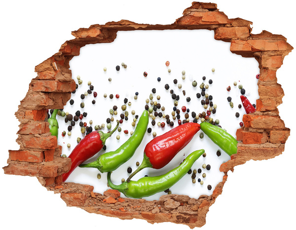 Naklejka 3D dziura na ścianę Papryczki chilli