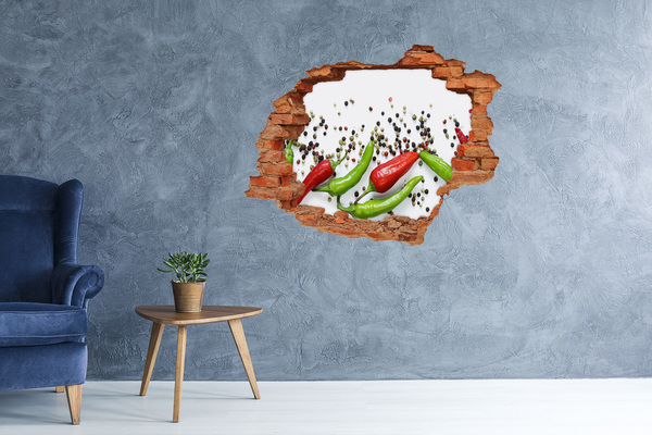 Naklejka 3D dziura na ścianę Papryczki chilli