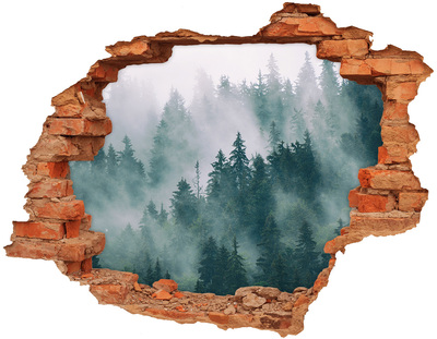Dziura 3d w ścianie naklejka Mgła nad lasem