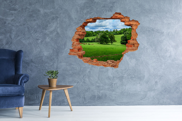 Dziura 3d w ścianie na ścianę Zielone wzgórza