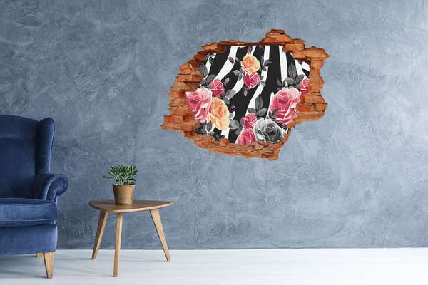 Naklejka 3D dziura na ścianę Kwiatowy wystrzał z betonu