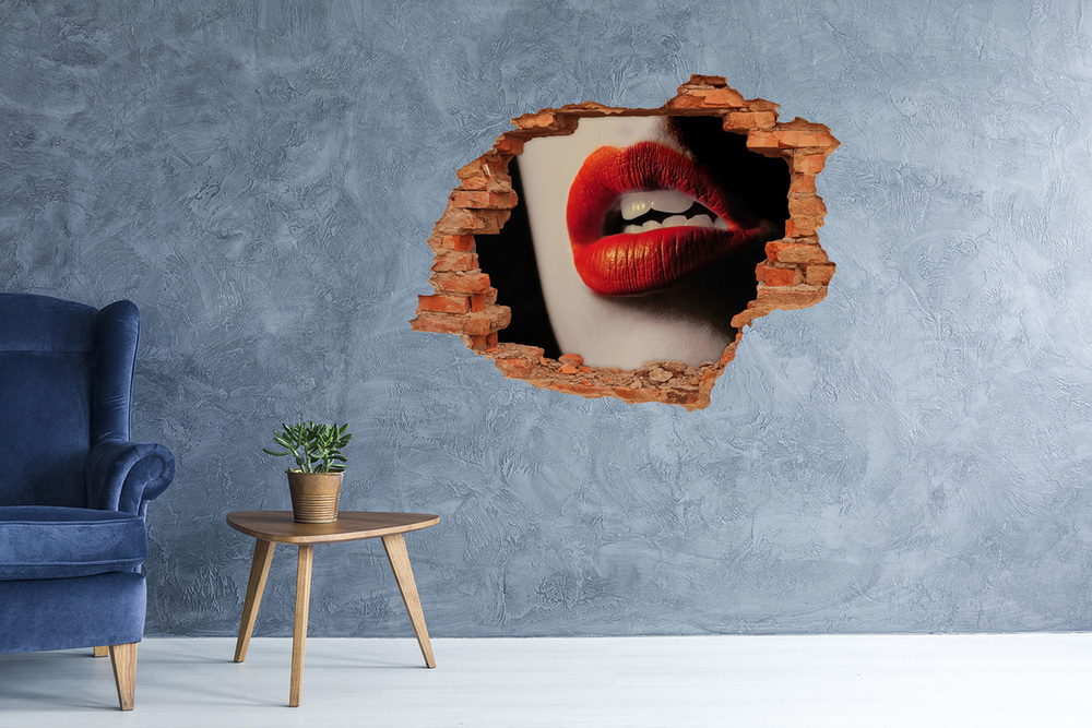 Fotoobraz dziura na ścianę Czerwone usta