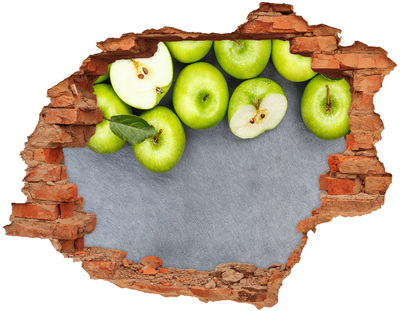 Naklejka 3D dziura okleina Zielone jabłka
