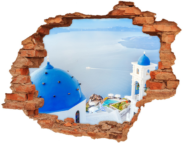 Fototapeta dziura na ścianę 3d Santorini Grecja