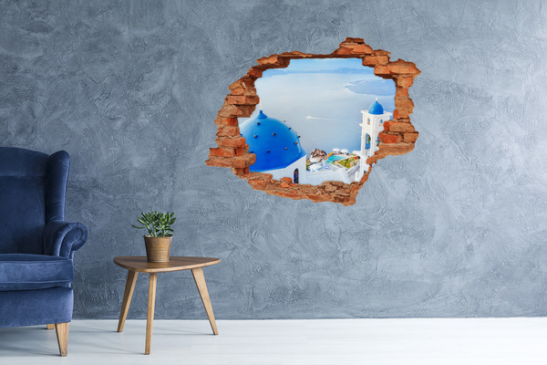 Fototapeta dziura na ścianę 3d Santorini Grecja