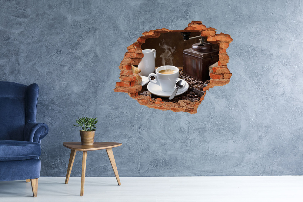 Naklejka dziura na ścianę Rogaliki i kawa