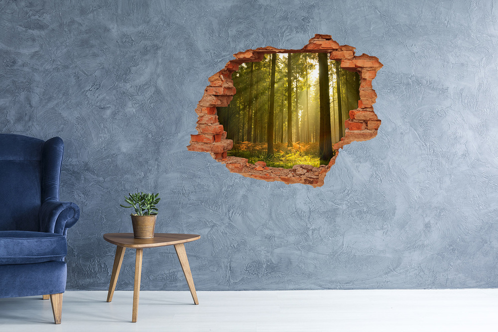 Dziura 3d w ścianie naklejka Las w słońcu