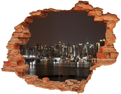 Fototapeta dziura na ścianę 3d Nowy Jork nocą
