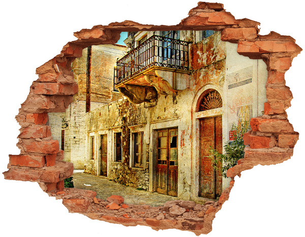 Fototapeta dziura na ścianę 3d Uliczki w Grecji
