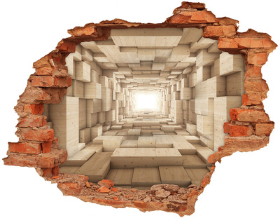Dziura 3d fototapeta naklejka Drewniany tunel