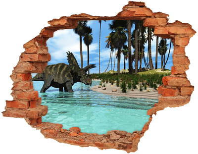 Dziura 3d fototapeta na ścianę Dinozaury