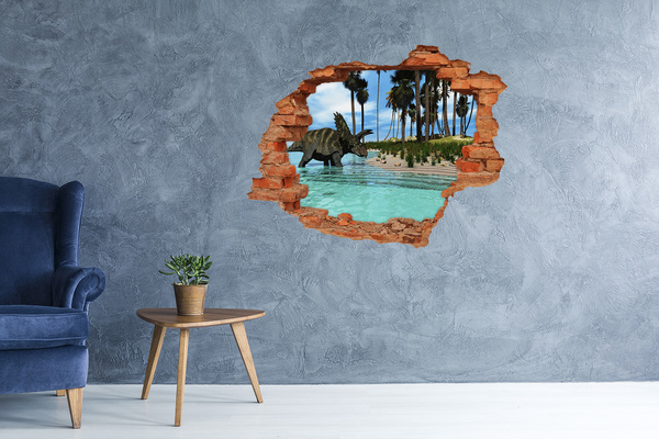 Dziura 3d fototapeta na ścianę Dinozaury