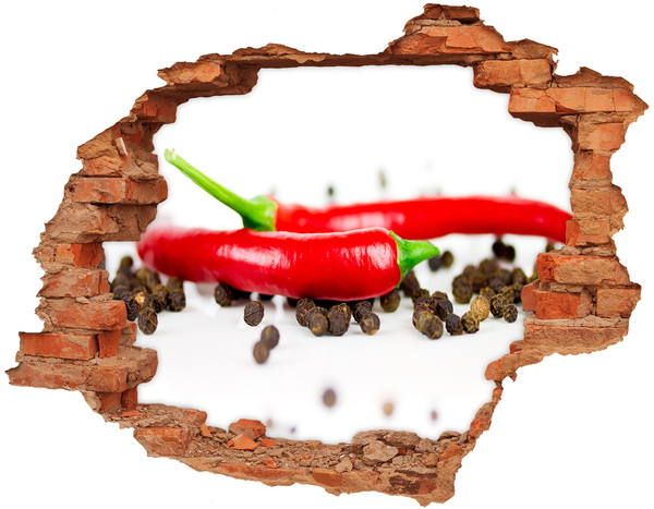 Naklejka 3D dziura na ścianę Chilli i pieprz