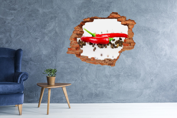 Naklejka 3D dziura na ścianę Chilli i pieprz