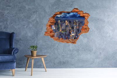 Fototapeta dziura na ścianę 3d Nowojorska panorama nocą