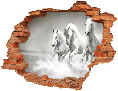 Dziura 3d fototapeta na ścianę Białe konie