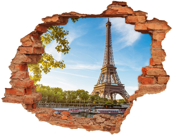 Fototapeta dziura na ścianę 3d Wieża Eiffla Paryż