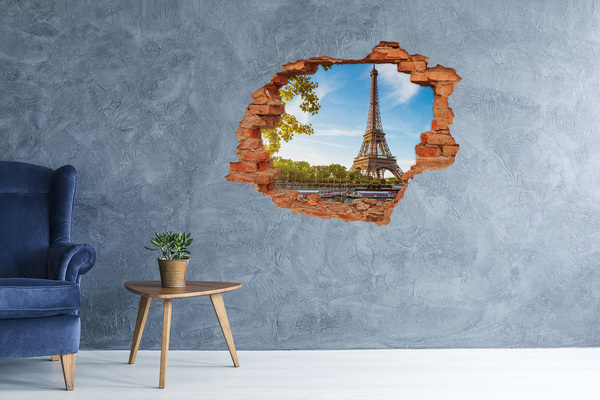 Fototapeta dziura na ścianę 3d Wieża Eiffla Paryż