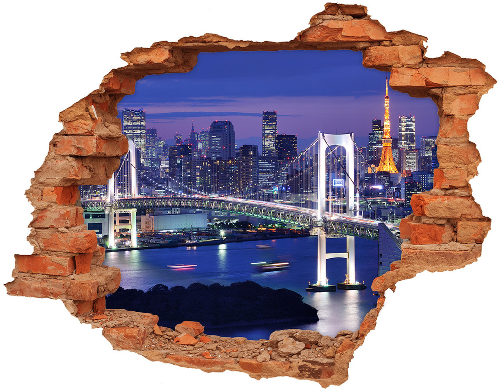 Fototapeta dziura na ścianę 3d Most w Tokio
