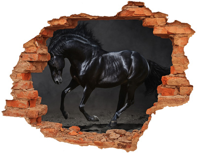 Dziura 3d fototapeta na ścianę Czarny koń
