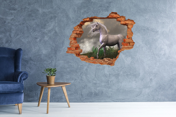 Dziura 3d fototapeta naklejka Szary jednorożec