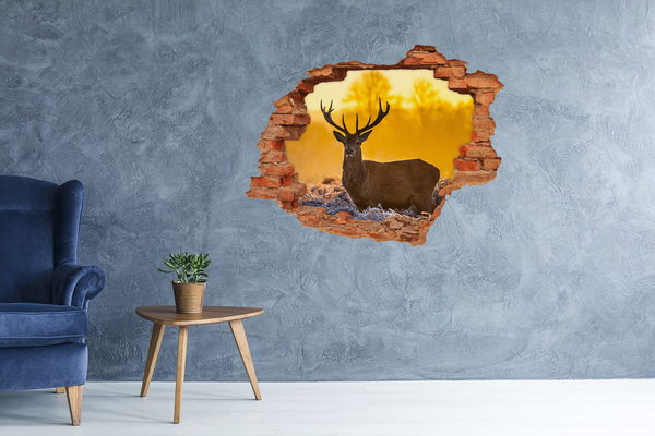 Dziura 3d fototapeta na ścianę Jeleń wschód słońca
