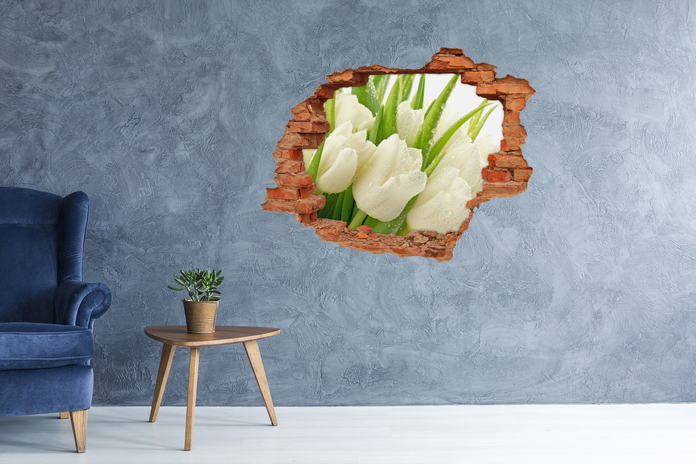 Samoprzylepna dziura na ścianę Białe tulipany
