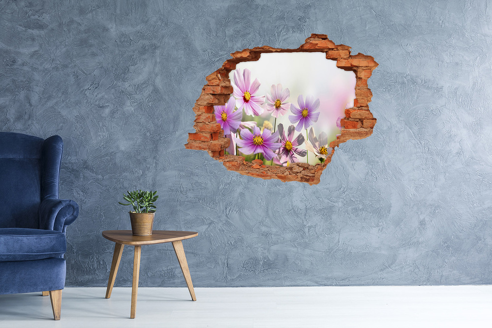 Samoprzylepna dziura na ścianę Kwiaty na łące