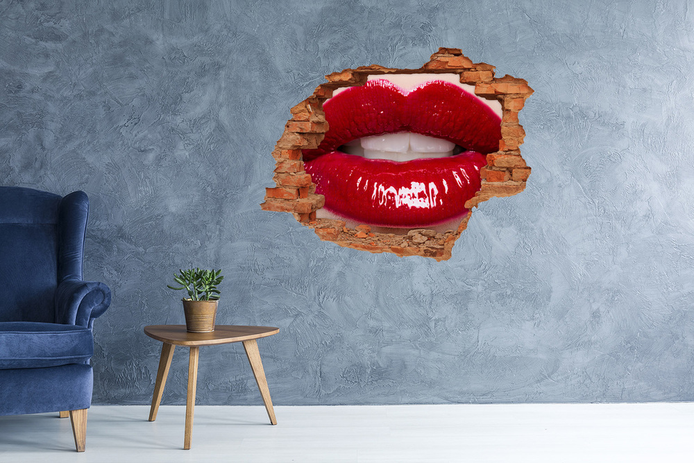 Fotoobraz dziura na ścianę Czerwone usta