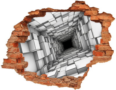 Dziura 3d fototapeta naklejka Tunel z sześcianów