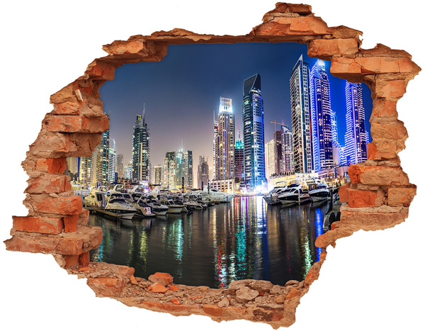 Fototapeta dziura na ścianę 3d Dubaj nocą