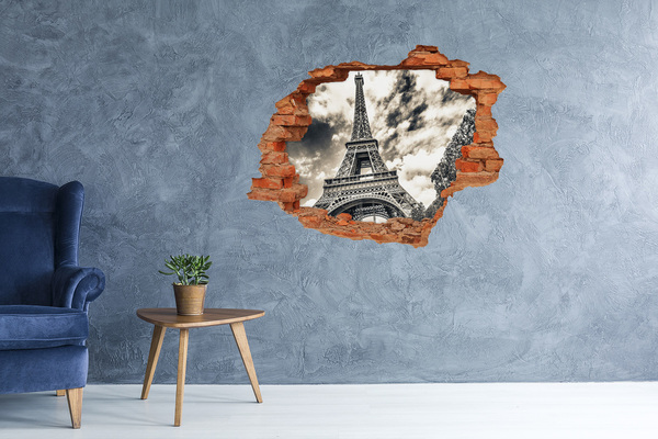 Fototapeta dziura na ścianę 3d Wieża Eiffla w chmurach